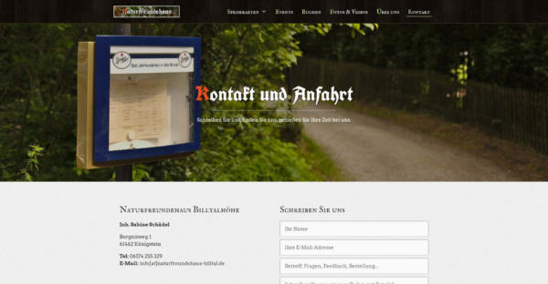 Website Showcase: Naturfreundehaus Billtal » Webdesigner Saarbrücken · Fotografie · Copywriting · Storytelling » Brand Artery